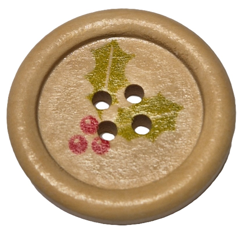 Kerst Knopen 25mm Hulst (2 stuks)