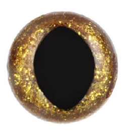 Glitter Katten Ogen Goud 12mm