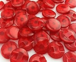 Rode Knopen met Bloem 13,5 mm