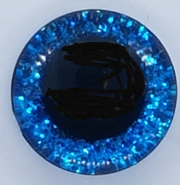 Donker Blauwe Sparkle Glitter Veiligheids Ogen 16mm II