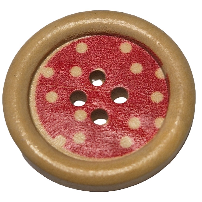 Kerst Knopen 25mm Rood gestippeld (3 stuks)