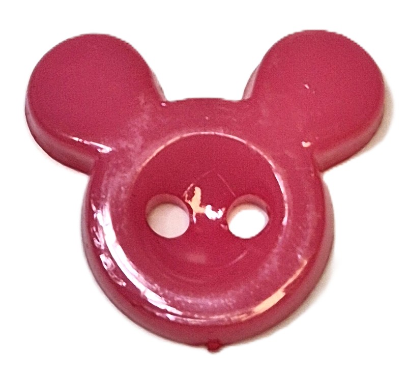Muizen knoop Donker Roze 15x13mm (5 stuks)
