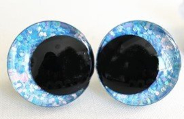 Cartoon Glitter Ogen Blauw 12mm