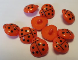 Lieveheersbeestje knoop Oranje 16mm (10 stuks)