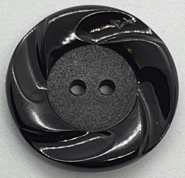 Zwarte Knoop met relief 25mm