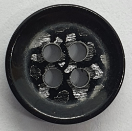 Zwarte Knoopjes met Zilver motief 11mm (5 stuks)
