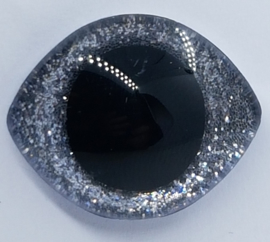 Grote Zilveren Sparkle Glitter Veiligheids Ogen 20x23mm
