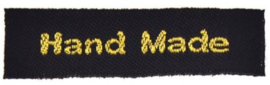 Zwarte & Gouden Stoffen Handmade Labels 4,5x1,0 cm (5 Stuks)