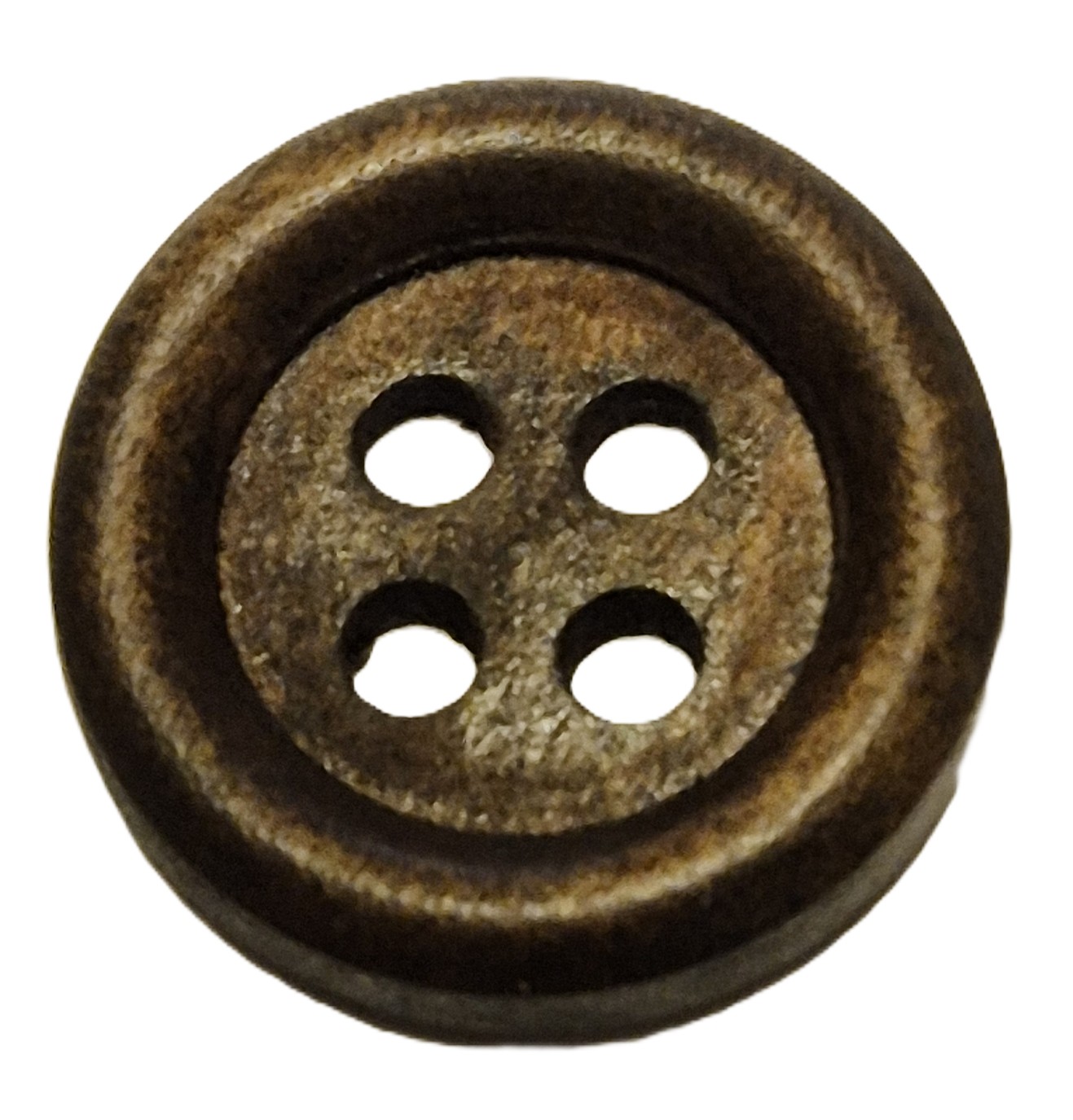 Houten Donker Bruine Ronde Knoop met 4 gaatjes 15mm (5 stuks)