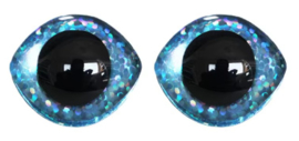 Grote Licht Blauwe Sparkle Glitter Veiligheids Ogen 20x23mm
