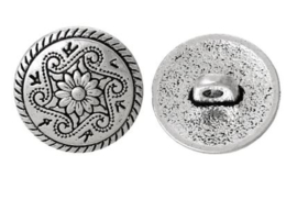 Zilverkleurige Metalen Knopen met motief 15mm (5 Stuks)