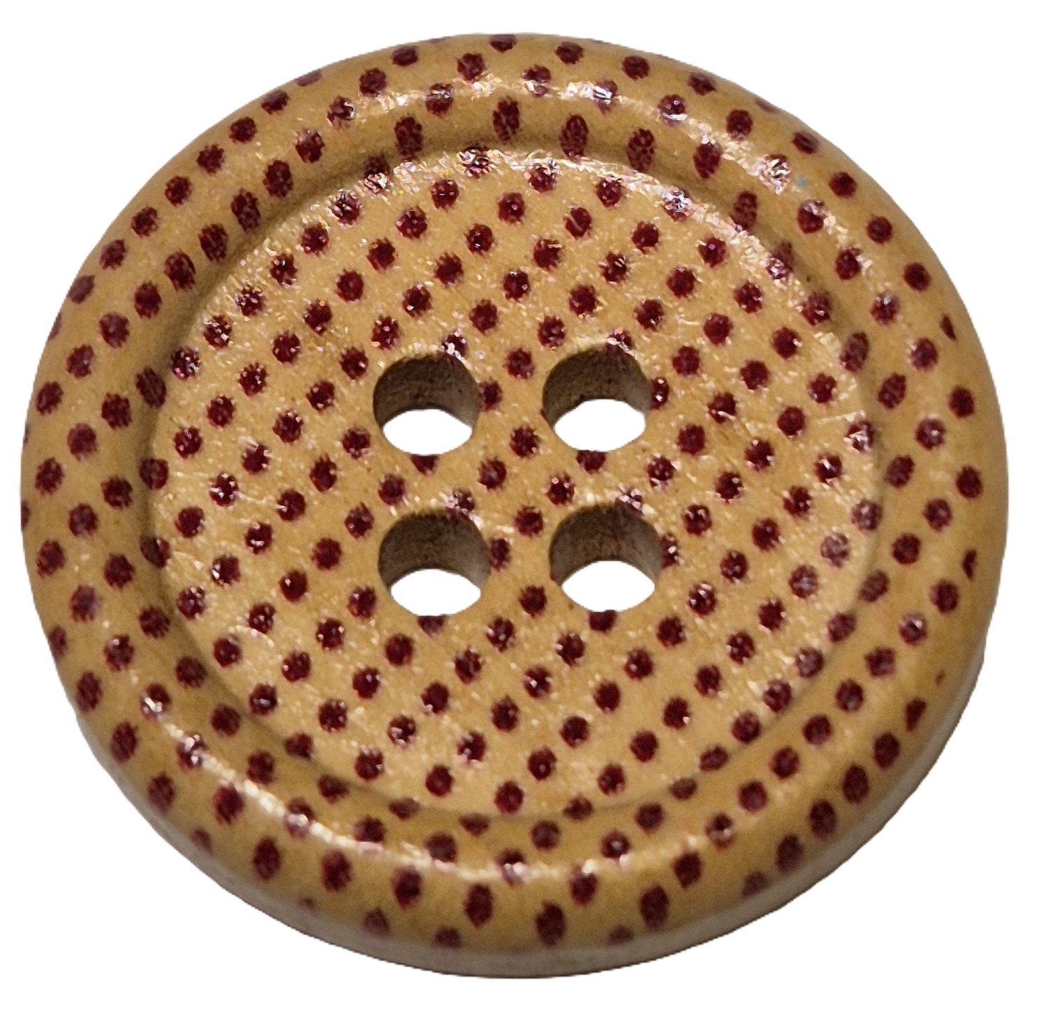 Houten Knoop Gestippeld Burgandy 20mm (5 stuks)