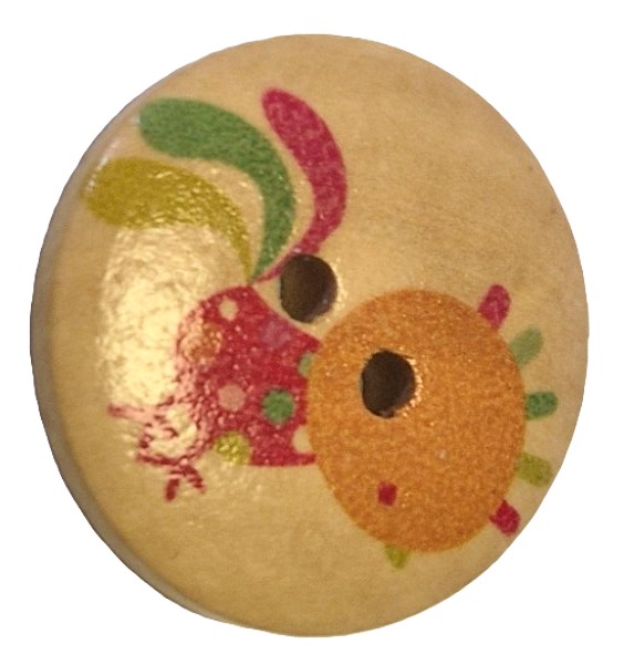 Houten Knoop Vogel Oranje 20mm (5 stuks)