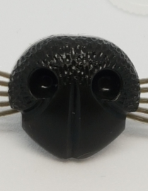 Veiligheidsneus Zwart met Snorharen 22mm