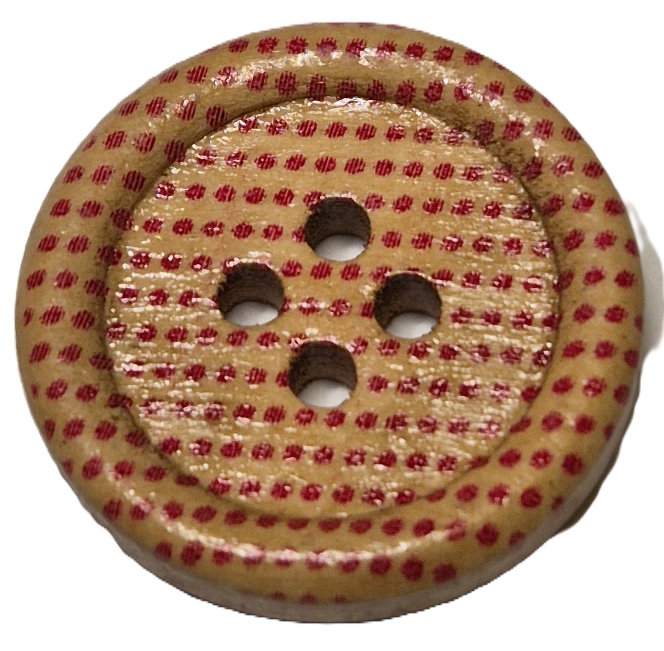 Houten Knoop Gestippeld Rood 20mm (5 stuks)