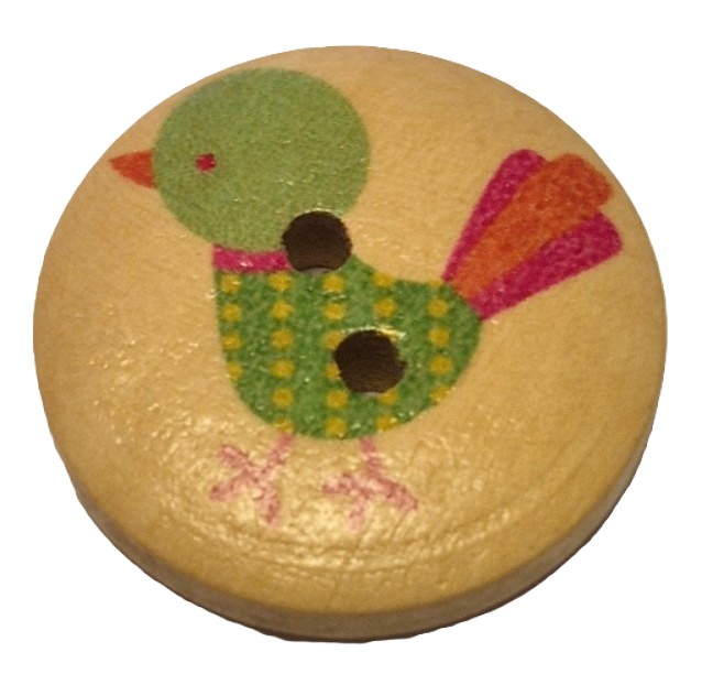 Houten Knoop Vogel Mint Groen 20mm (5 stuks)