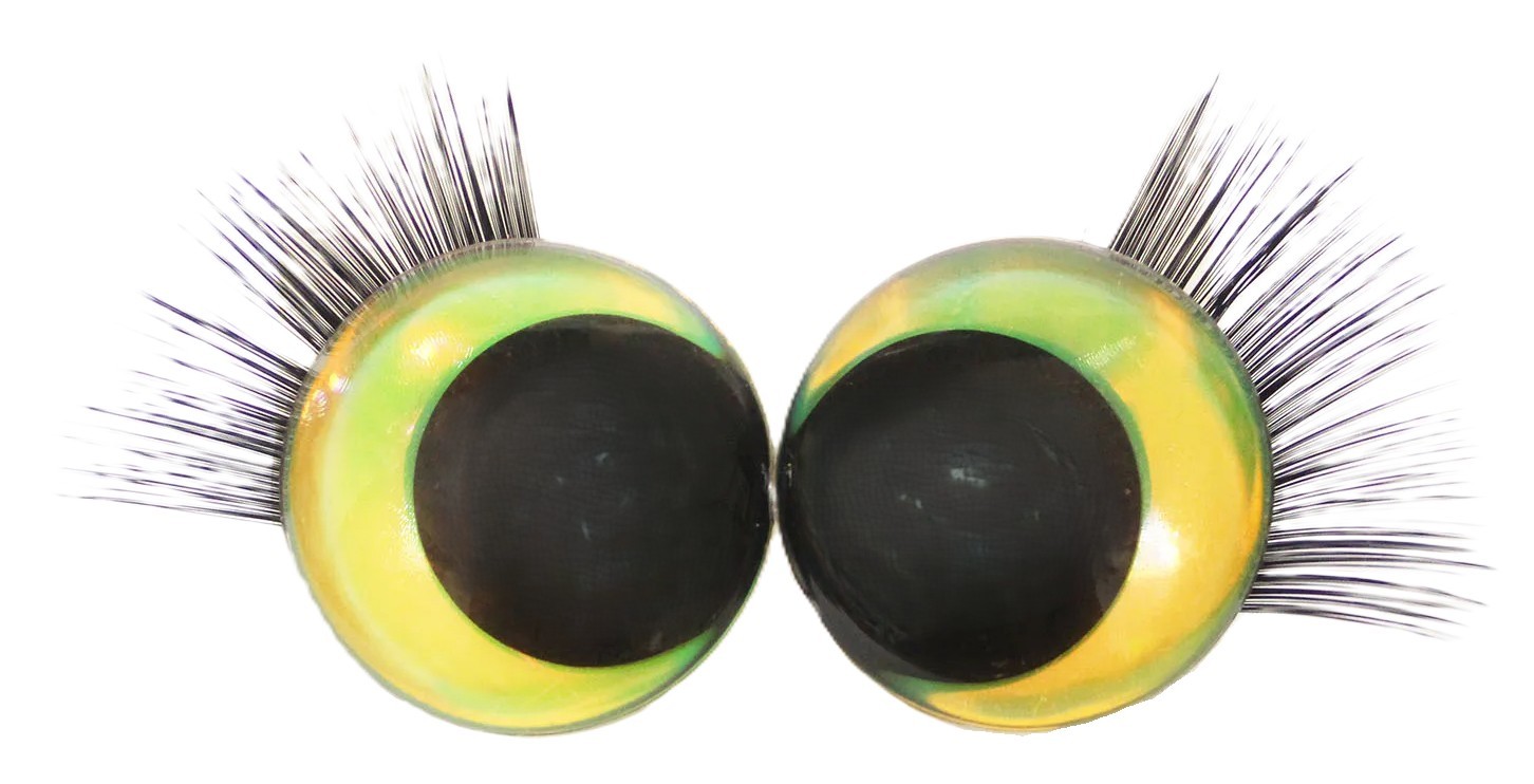 Gouden Schele Fantasie Ogen 12mm met Wimpers
