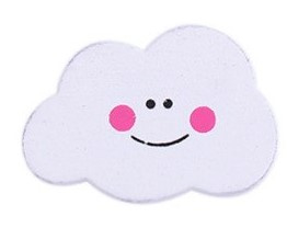 Wolken Kraal Wit  Met Roze Gezichtje 17x22mm