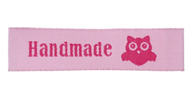 Roze Stoffen Handmade Hand made & Uil Labels (5 Stuks)
