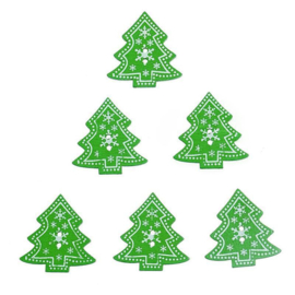 Groene Houten Kerstboom Knopen 3cm