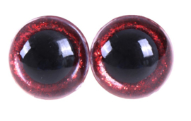 Rode Sparkle Glitter Veiligheids Oogjes Ogen 18mm