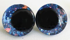 Cartoon Glitter Ogen Donker Blauw 12mm