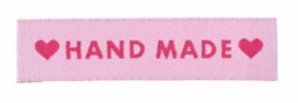 Roze Stoffen Hand Made labels  (5 stuks)
