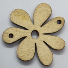 Blank Houten  Bloemen Knopen 2,9cm (5 stuks)