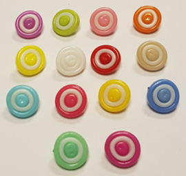 Gekleurde Ronde Knopen met witte cirkel 15mm