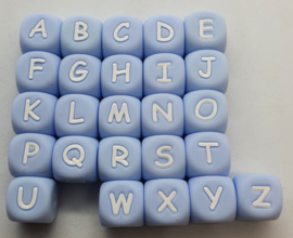 Siliconen Letterkralen Blauw 12mm