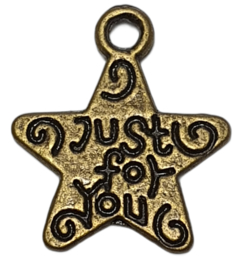 Bedeltje Bronskleurige Ster "Just for you" (5 stuks)