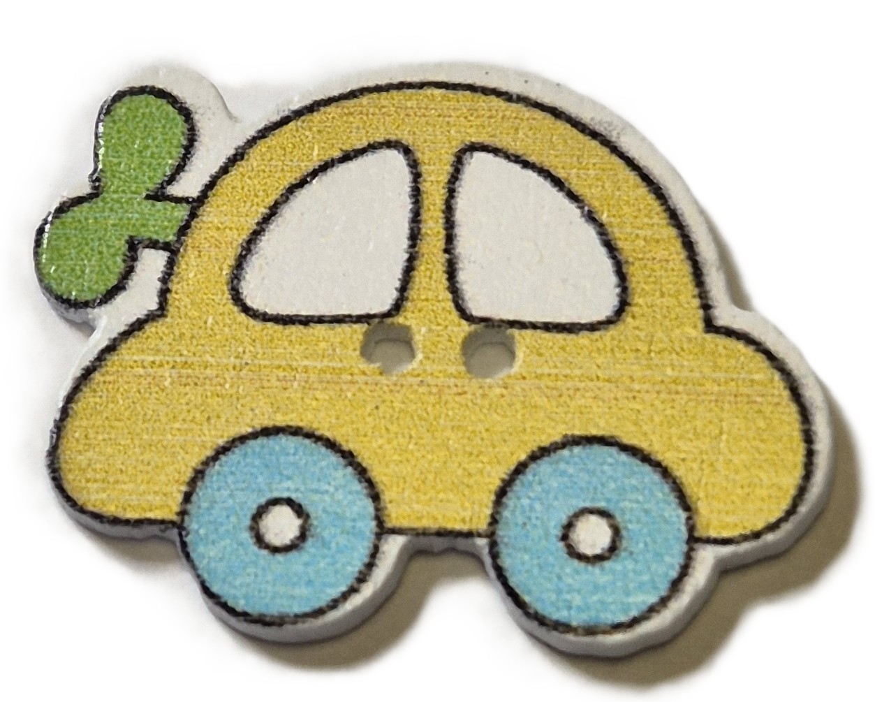 Auto Knoop Geel & Blauwe Wielen