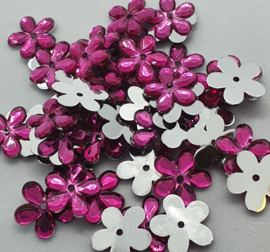 Donker Roze Bloemen Pailletten 12mm