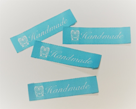 Blauwe Labels Hand Made met Uil (5 stuks)