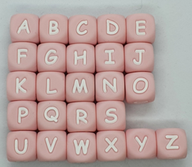 Siliconen Letterkralen Roze 12mm