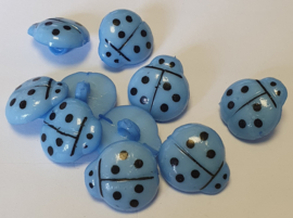 Lieveheersbeestje knoop Blauw 16mm (10 stuks)