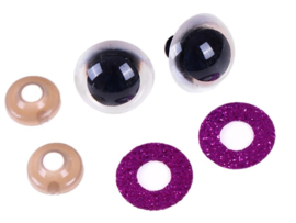 Paarse Sparkle Glitter Veiligheids Oogjes Ogen 18mm