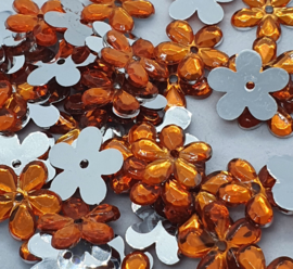 Oranje Bloemen Pailletten 12mm