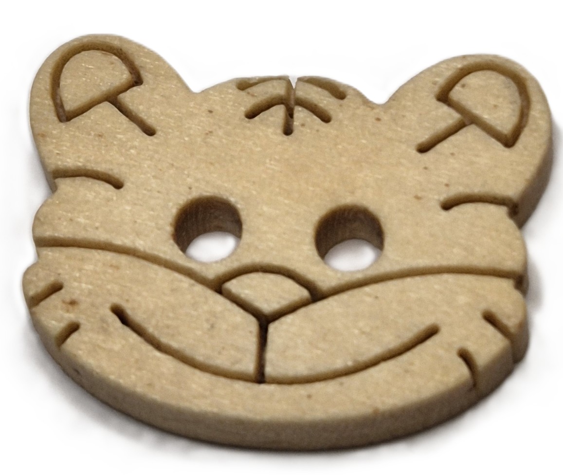Blank Houten  Katten Hoofd Knopen (5 stuks)