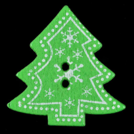 Groene Houten Kerstboom Knopen 3cm
