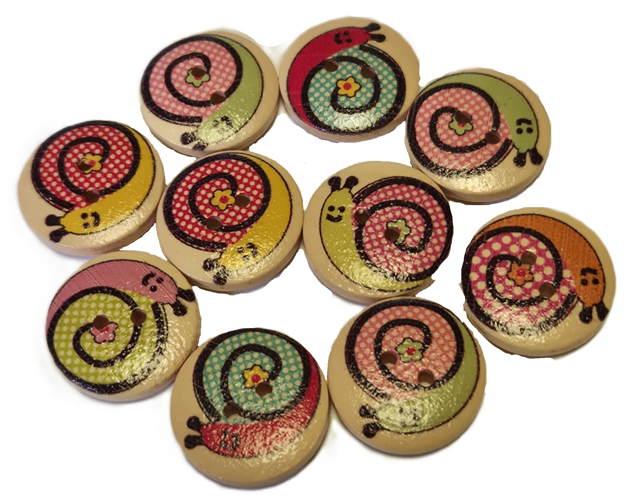 Houten Knoop Slak 20mm (10 stuks)