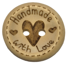 Blank Houten Knoop Handmade with Love 20mm (5 stuks)