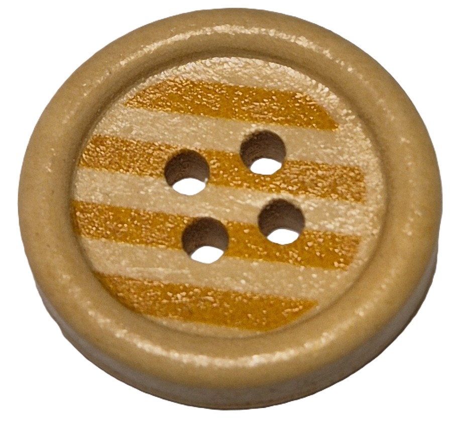 Houten Knoop Gestreept Geel 20mm (5 stuks)