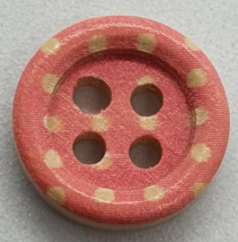 Roze Knoopjes met stippen 13mm (5 stuks)