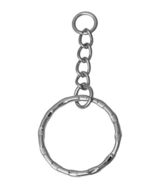 Zilverkleurige Sleutelhanger ring met ketting 5,3 cm  (5 Stuks)