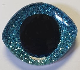 Ovale Glitter Ogen Aqua Blauw 20x23mm