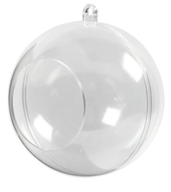 Transparante Plastic bal 80mm deelbaar met opening (5 stuks)