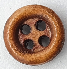 Bruine Houten Knopen met 4 gaatjes 9mm (5 stuks)