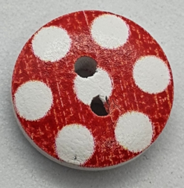 Knoop Rood met Witte Stippen 15mm