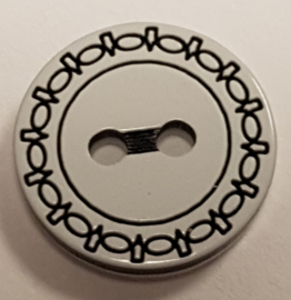Wit met Zwarte Kunststof Knopen met Motief 12mm